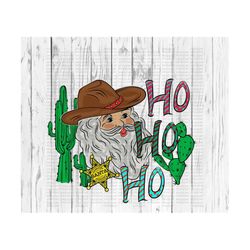 Ho Ho Ho PNG, Sublimation download, hand drawn, christmas, vintage, retro, cowboy, santa, country, cactus, sublimate, dtg,