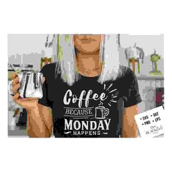 coffee because monday happens svg, coffee bar poster