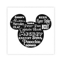 Mickey, Mouse, Head, Ears, Icon, Names, Digital, Download, TShirt, Cut File, SVG, Iron on, Transfer