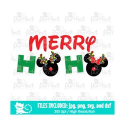 Merry Ho Ho SVG, Merry Christmas svg, Ho Ho Ho svg, Mouse Family Shirt Design, svg dxf png jpg, Printable Clipart, Insta