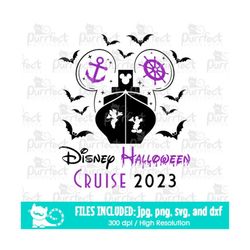 Mouse Halloween Cruise 2023 Purple Boy SVG, Family Trip Shirt Design, Digital Cut Files svg dxf png jpg, Printable Clipa