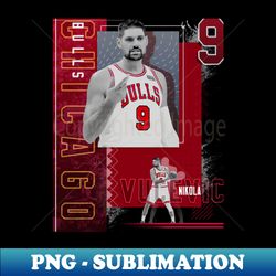Nikola Vucevic Basketball Paper Poster Bulls 2 - PNG Transparent Digital Download File for Sublimation - Unlock Vibrant Sublimation Designs