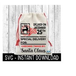 Christmas Santa Sack SVG, Santa's Sack Template SVG Files, Instant Download, Cricut Cut Files, Silhouette Cut Files, Download, Print