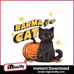 Karma Is A Cat Spooky Cat Lover PNG Sublimation Download