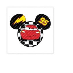 Cars, Lightning, McQueen, Mickey, Head, Mouse Ears, Digital, Download, TShirt, Cut File, SVG, Iron on, Transfer