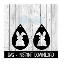Earring SVG, Teardrop Easter Bunny Earrings SVG, SVG Files, Instant Download, Cricut Cut Files, Silhouette Cut Files, Download, Print