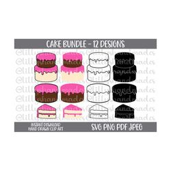 Cake Svg Bundle, Birthday Cake Svg, Cake Clipart, Birthday Cake Png, Cake Vector, Wedding Cake Svg, Slice of Cake Svg, Cake Slice Svg