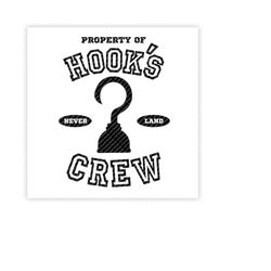 property of hook's crew, never land, peter pan, captain hook, pirate, digital, download, tshirt, cut file, svg, iron on,