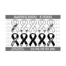 awareness ribbon svg bundle, cancer ribbon svg breast cancer svg, awareness svg ribbon svg cancer svg, pink ribbon svg, cancer awareness svg