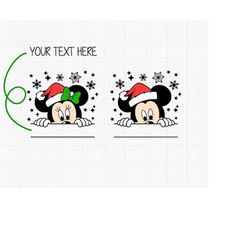 Christmas, Mickey Minnie Mouse Peeking, Split Name, Svg and Png Formats, Cut, Cricut, Silhouette, Instant Download