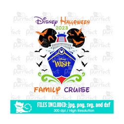 Mouse Wish Ship Halloween Family Cruise SVG, Family Halloween Vacation Trip Design, Digital Cut Files svg dxf png jpg, P