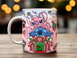 angel stitch on candy house 3d inflated christmas mug