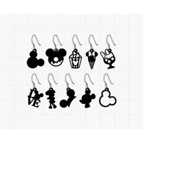 Mickey Minnie Mouse, Earrings, Svg, Png and Dxf Formats, Cut, Cricut, Silhouette, Glowforge, Instant Download