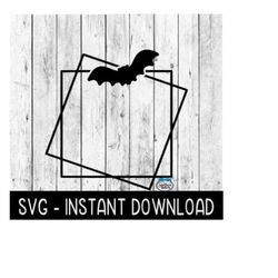 Halloween SVG, Halloween Bat Square Frame SVG, Add Your Own Text SVG File, Instant Download, Cricut Cut File, Silhouette Cut Files, Download