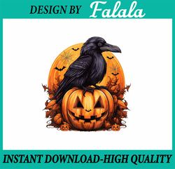 PNG ONLY - Crow Bird on Pumpkin Crow and Jack O Lantern Halloween Png, Crow With Pumpkin Png, Happy Halloween Png, Digit