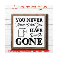 you never know what you have until it's gone svg design, funny bathroom quote decor svg, eps, png, high resolution, bathroom sign svg, pdf