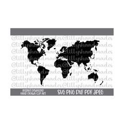 World Map Svg, World Map Png, World Map Vector, World Map Dxf, World Map Clipart, World Svg, World Map Silhouette Svg, World Map Cut File