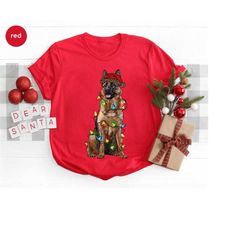 Christmas German Shepherd T-Shirt, Dog Dad Crewneck Sweatshirt, Christmas Gifts for Dog Mom, German Shepherd Graphic Tee