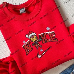Ironman Superhero Christmas Embroidered Sweatshirt, Merry Christmas Embroidered Shirt, Comic Unisex Embroidered Hoodie