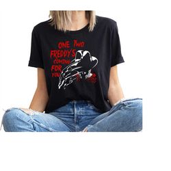 Freddy Krueger Shirt, Halloween Shirts, Spooky Season T-Shirt, Halloween Gift for Him, Horror Mens Clothing, One Two Fre