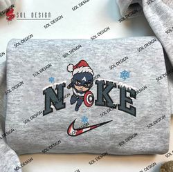 Captaian Superhero Christmas Embroidered Sweatshirt, Merry Christmas Embroidered Shirt, Comic Unisex Embroidered Hoodie
