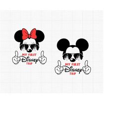 My First, Mickey Minnie Head, Vacation, Trip, Svg and Png Formats, Cut, Cricut, Silhouette, Instant Download