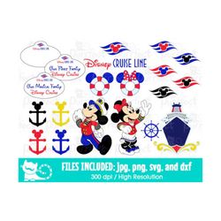 Family Vacation Trip Mouse Cruise Bundle Design SVG, Cruise Line SVG, Digital Cut Files in svg, dxf, png and jpg, Printa