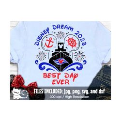 Dream Ship 2023 Best Day Ever Mouse SVG, Family Cruise Design Shirt, Digital Cut Files svg dxf png jpg, Printable Clipar