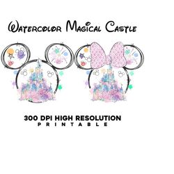 Bundle Watercolor Castle Png, Family Vacation Png, Family Trip 2023 Png, Vacay Mode Png, Magical Kingdom Png, Friends Sq