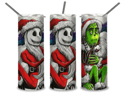 Friends Jack Skellington and  Grinch timbler, PNG, Sublimation Design, Dr Suess The Grinch Who Stole Christmas