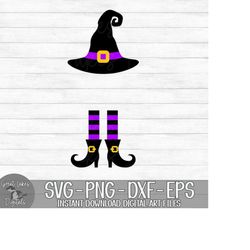 Halloween Witch Monogram - Instant Digital Download - svg, png, dxf, and eps files included! Witch Hat & Feet, Witch Leg