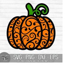 Pumpkin - Halloween, Fall, Autumn - Instant Digital Download - svg, png, dxf, and eps files included!