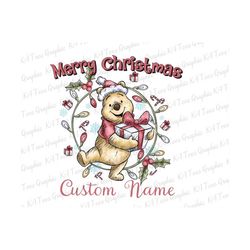 Custom Name Christmas PNG, Christmas Png, Christmas Bear Character Png, Merry Christmas Png, Christmas Wreath Png, Retro Christmas Png