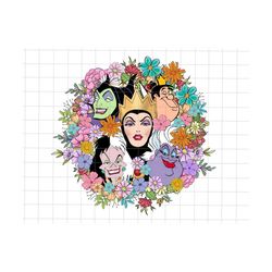 Retro Floral Halloween Png, Trick Or Treat Png, Bad Girls, Villains Wicked, Villain Gang, Bad Witches Club Png,Spring Flower Family Vacation