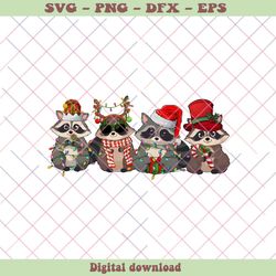 Funny Christmas Cute Santa Racoon PNG Sublimation File