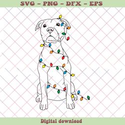 Christmas Dog Pitbull Christmas Lights SVG File For Cricut