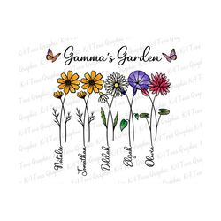 Personalized Gamma's Garden Png, Birth Month Flowers Clipart, Mother's Day Png, Personalized Gift For Grandmother Png, Custom Name Png