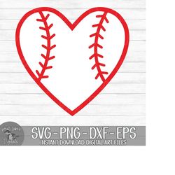 Baseball Heart - Instant Digital Download - svg, png, dxf, and eps files included!