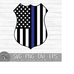 Police Badge - American Flag, Thin Blue Line - Instant Digital Download - svg, png, dxf, and eps files included!