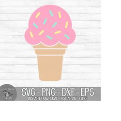 Ice Cream- Instant Digital Download - svg, png, dxf, and eps files included! Summer, Ice Cream Cone, Sprinkles