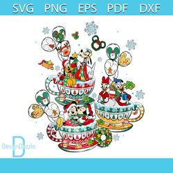 Retro Very Merry Christmas Disney Couple Tea Cup PNG File