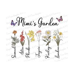 personalized mimi's garden png, birth month flowers clipart, mother's day png, personalized gift for grandma png, custom name gift