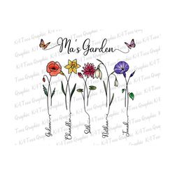 Personalized Ma's Garden PNG, Flowers Clipart, Mama's Garden Png, Mother's Day Png, Personalized Gift, Mama Png, Mom Png Gift For Mom
