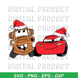 Disney Cars Christmas Tow Mater McQueen SVG Download
