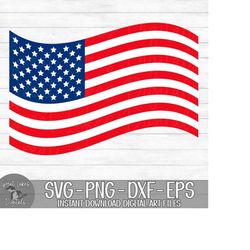 Wavy American Flag - 4th of July, Fourth of July - Instant Digital Download - svg, png, dxf, and eps files included!