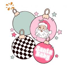 Retro Christmas Pink Santa Baby Ornament SVG Download