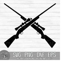 Crossed Hunting Rifles, Scoped Rifles - Instant Digital Download - svg, png, dxf, and eps files included!