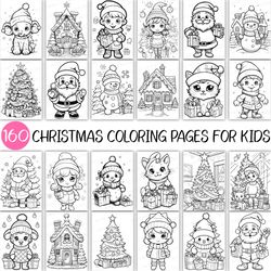 160 Christmas Coloring Pages for Kids | Cute, baby Animals, Book, Children, Santa Claus, Tree, Snowman, House, Deer
