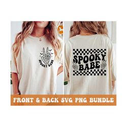 Spooky Babe SVG, Halloween Svg, Halloween Front and Back of Shirt, Spooky Png, Retro Halloween Shirt, Svg Files For Cricut