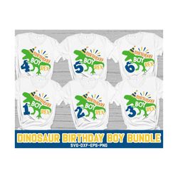 Dinosaur Birthday Boy Rex SVG, Birthday Bundle Svg, T-rex Svg, Kid Dinosaur Party T Shirt, Decor, Funny Dino Png, Svg Files For Cricut